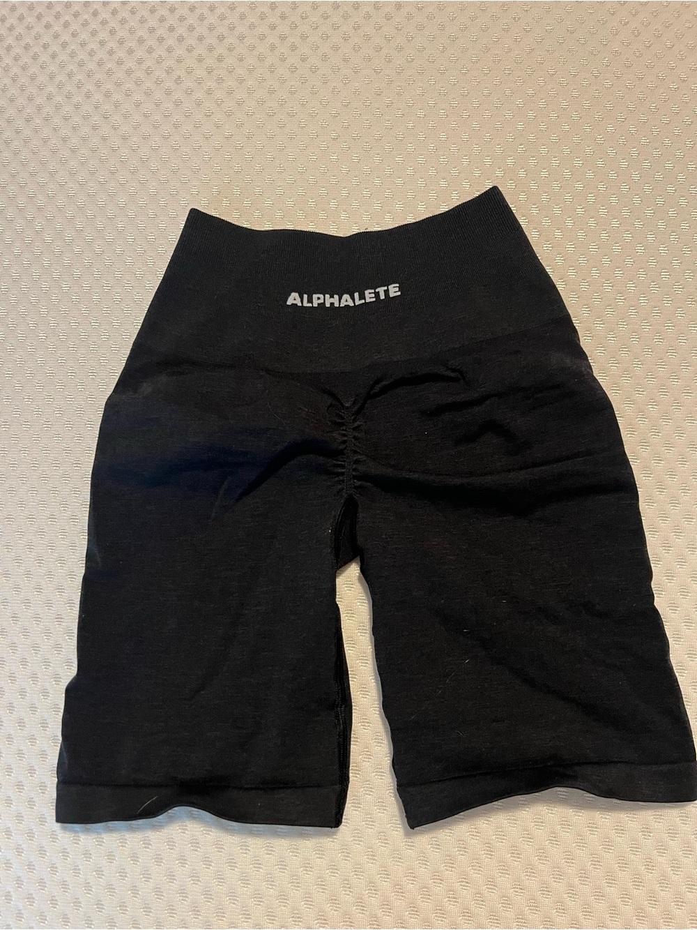 Alphalete Black High-Waist Ruched Bike Shorts